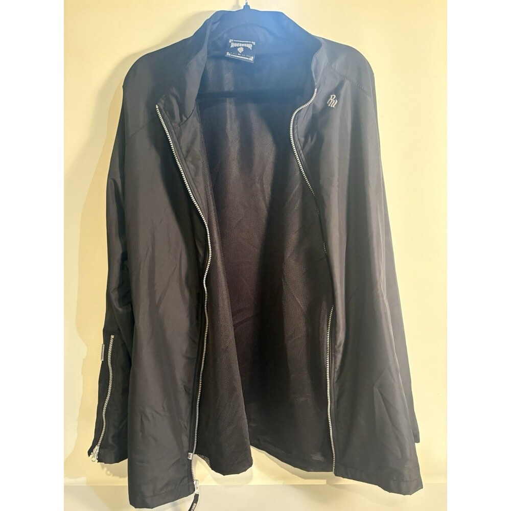 Vintage Rocawear Windbreaker Jacket Mens XL Black Baggy Y2K Hip Hop Track Mesh